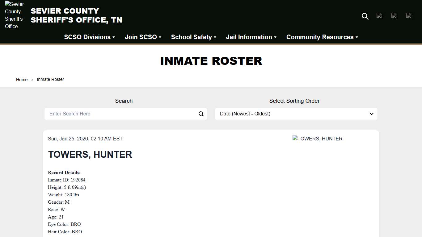 Inmate Roster Sevier County Sheriff’s Office