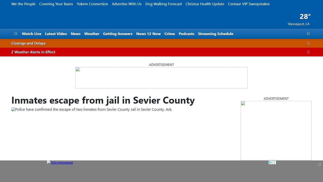 Inmates escape from jail in Sevier County in Arkansas DeQueen