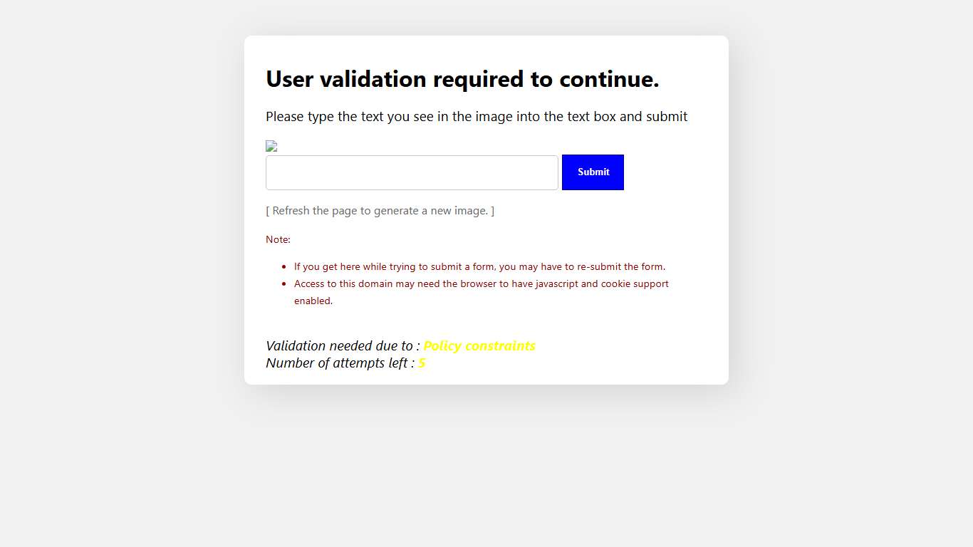 Validation request